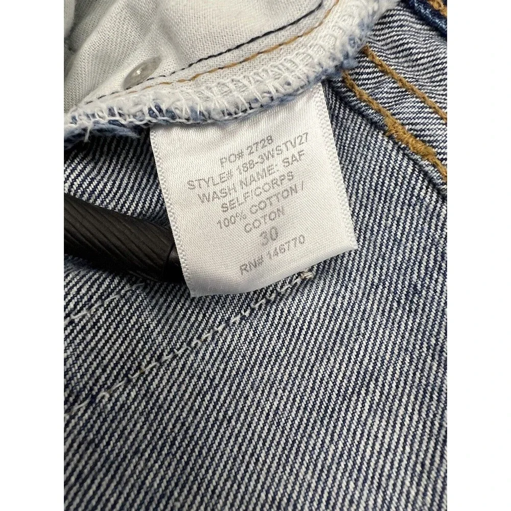REDONE Originals High Rise Stove Pipe Cotton Button-Fly Raw Hem Blue Jeans 30‎